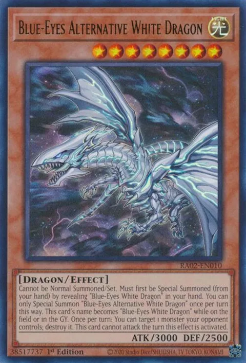 Blue-Eyes Alternative White Dragon RA02-EN010 Yu-Gi-Oh card from 25th Anniversary Rarity Collection II