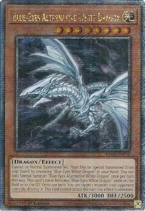 Blue-Eyes Alternative White Dragon Quarter Century Secret Rare RA02-EN010 Yu-Gi-Oh card from 25th Anniversary Rarity Collection II