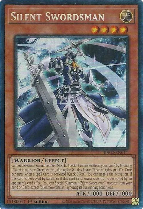 Silent Swordsman Prismatic Collector's Rare RA02-EN011 Yu-Gi-Oh card from 25th Anniversary Rarity Collection II