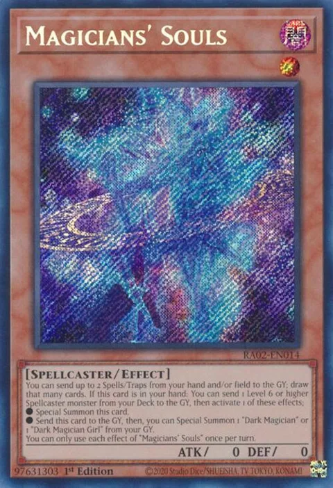 Magicians' Souls Secret Rare RA02-EN014 Yu-Gi-Oh card from 25th Anniversary Rarity Collection II