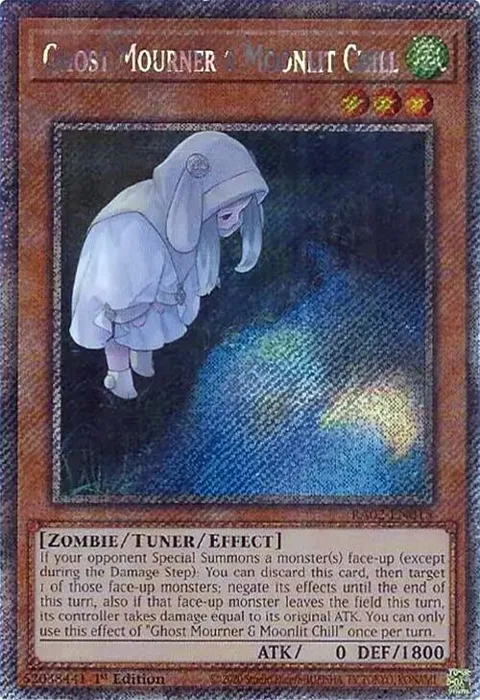 Ghost Mourner & Moonlit Chill Alt Art Platinum Secret Rare RA02-EN015 Yu-Gi-Oh card from 25th Anniversary Rarity Collection II