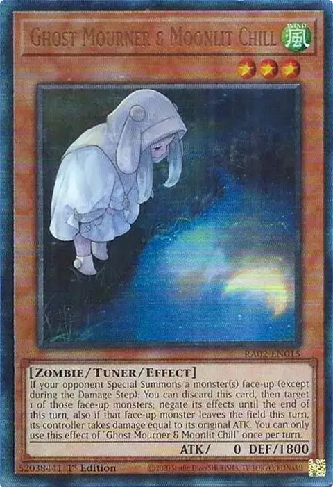 Ghost Mourner & Moonlit Chill Alt Art Prismatic Ultimate Rare RA02-EN015 Yu-Gi-Oh card from 25th Anniversary Rarity Collection II