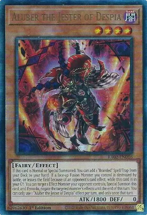 Aluber the Jester of Despia Prismatic Ultimate Rare RA02-EN016 Yu-Gi-Oh card from 25th Anniversary Rarity Collection II