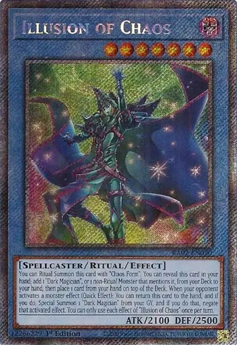 Illusion of Chaos Platinum Secret Rare RA02-EN020 Yu-Gi-Oh card from 25th Anniversary Rarity Collection II