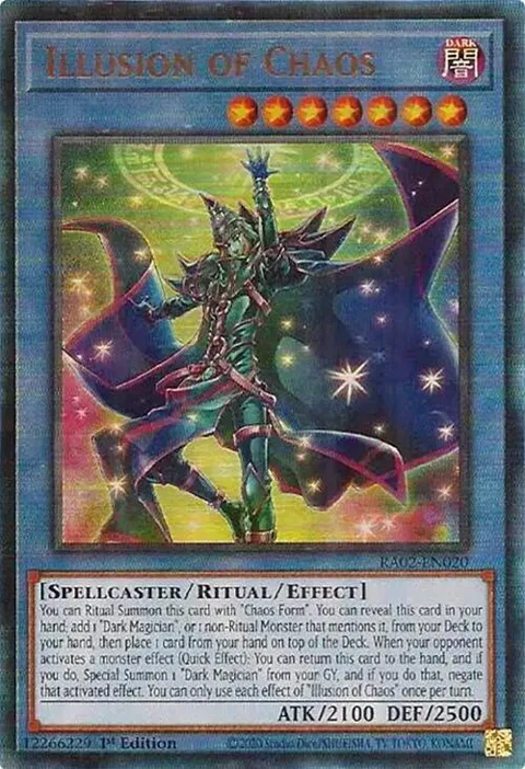 Illusion of Chaos Prismatic Ultimate Rare RA02-EN020 Yu-Gi-Oh card from 25th Anniversary Rarity Collection II