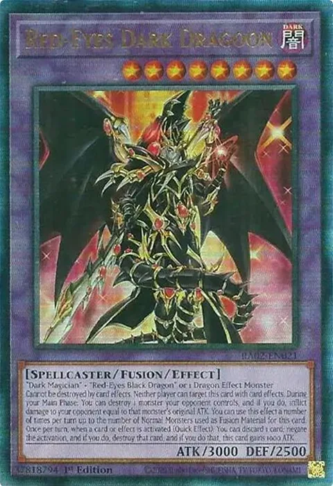 Red-Eyes Dark Dragoon Prismatic Ultimate Rare RA02-EN021 Yu-Gi-Oh card from 25th Anniversary Rarity Collection II