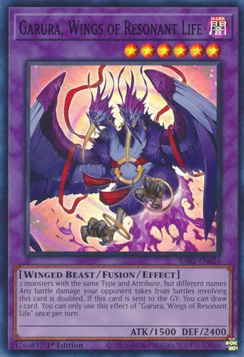 Garura, Wings of Resonant Life RA02-EN024 Yu-Gi-Oh card from 25th Anniversary Rarity Collection II