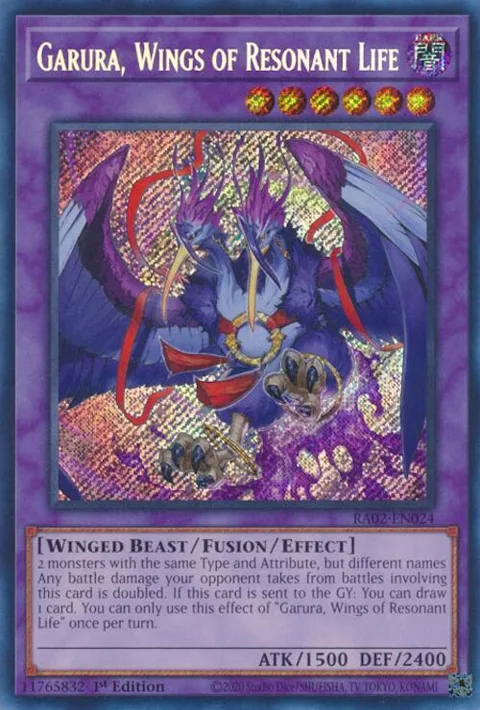 Garura, Wings of Resonant Life Secret Rare RA02-EN024 Yu-Gi-Oh card from 25th Anniversary Rarity Collection II