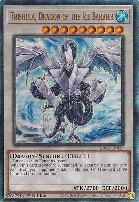 Trishula, Dragon of the Ice Barrier Prismatic Ultimate Rare RA02-EN026 Yu-Gi-Oh card from 25th Anniversary Rarity Collection II