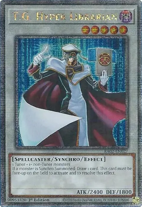 T.G. Hyper Librarian Quarter Century Secret Rare RA02-EN027 Yu-Gi-Oh card from 25th Anniversary Rarity Collection II