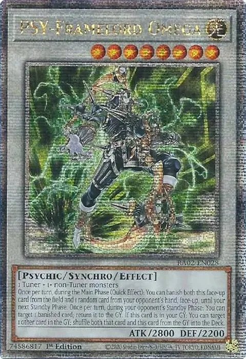 PSY-Framelord Omega Quarter Century Secret Rare RA02-EN028 Yu-Gi-Oh card from 25th Anniversary Rarity Collection II
