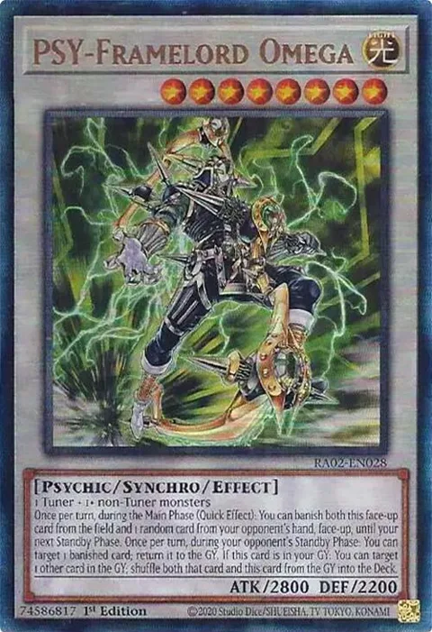 PSY-Framelord Omega Prismatic Ultimate Rare RA02-EN028 Yu-Gi-Oh card from 25th Anniversary Rarity Collection II