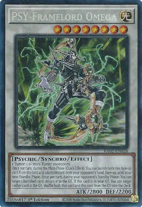 PSY-Framelord Omega Prismatic Collector's Rare RA02-EN028 Yu-Gi-Oh card from 25th Anniversary Rarity Collection II