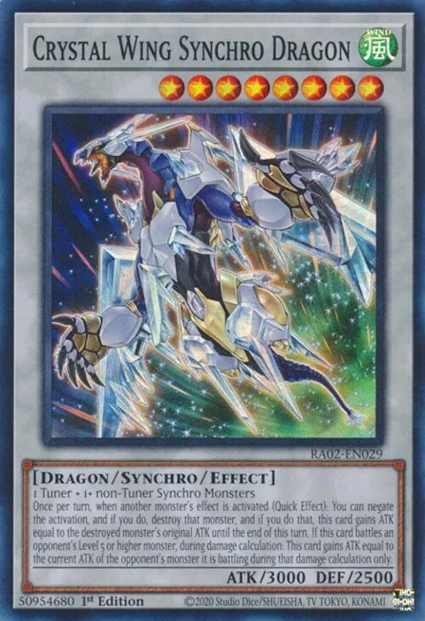 Crystal Wing Synchro Dragon RA02-EN029 Yu-Gi-Oh card from 25th Anniversary Rarity Collection II