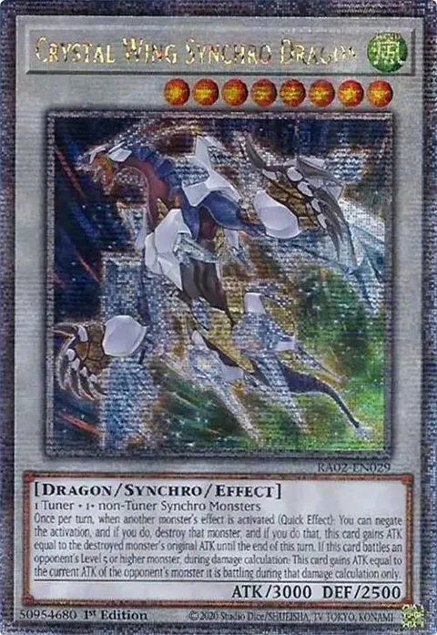 Crystal Wing Synchro Dragon Platinum Secret Rare RA02-EN029 Yu-Gi-Oh card from 25th Anniversary Rarity Collection II