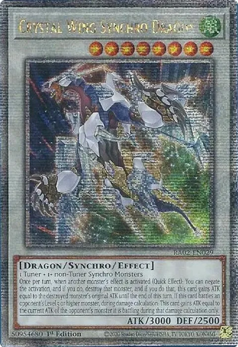 Crystal Wing Synchro Dragon Quarter Century Secret Rare RA02-EN029 Yu-Gi-Oh card from 25th Anniversary Rarity Collection II