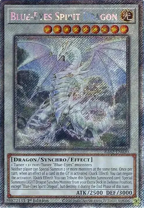 Blue-Eyes Spirit Dragon Platinum Secret Rare RA02-EN030 Yu-Gi-Oh card from 25th Anniversary Rarity Collection II