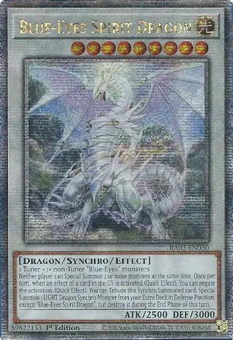 Blue-Eyes Spirit Dragon Quarter Century Secret Rare RA02-EN030 Yu-Gi-Oh card from 25th Anniversary Rarity Collection II