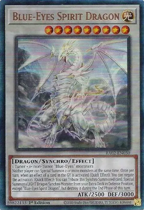 Blue-Eyes Spirit Dragon Prismatic Ultimate Rare RA02-EN030 Yu-Gi-Oh card from 25th Anniversary Rarity Collection II