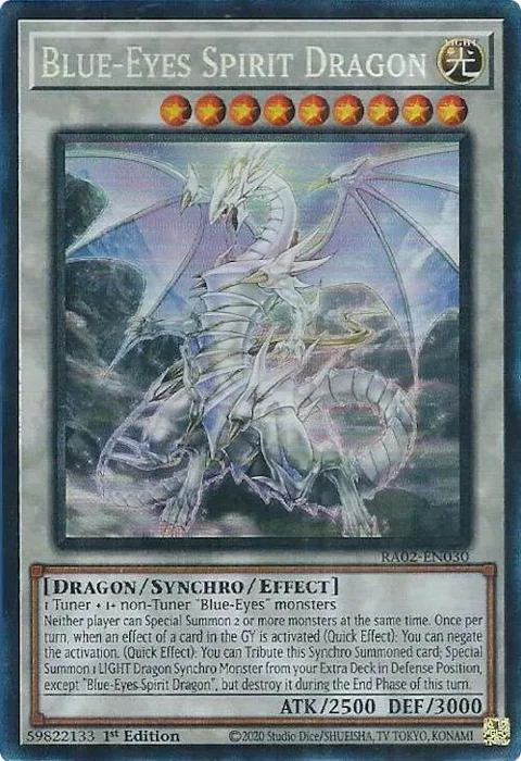 Blue-Eyes Spirit Dragon Prismatic Collector's Rare RA02-EN030 Yu-Gi-Oh card from 25th Anniversary Rarity Collection II