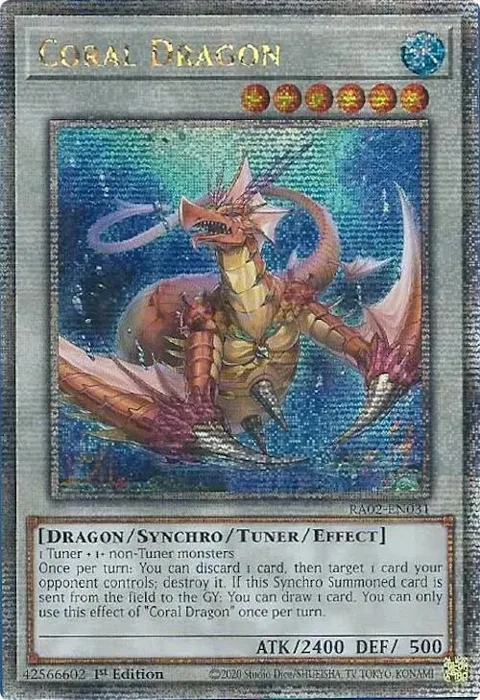 Coral Dragon Quarter Century Secret Rare RA02-EN031 Yu-Gi-Oh card from 25th Anniversary Rarity Collection II