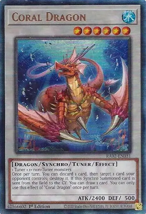 Coral Dragon Prismatic Ultimate Rare RA02-EN031 Yu-Gi-Oh card from 25th Anniversary Rarity Collection II