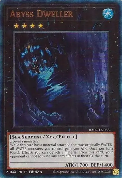 Abyss Dweller Prismatic Ultimate Rare RA02-EN033 Yu-Gi-Oh card from 25th Anniversary Rarity Collection II