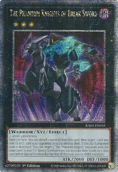 The Phantom Knights of Break Sword Quarter Century Secret Rare RA02-EN035 Yu-Gi-Oh card from 25th Anniversary Rarity Collection II