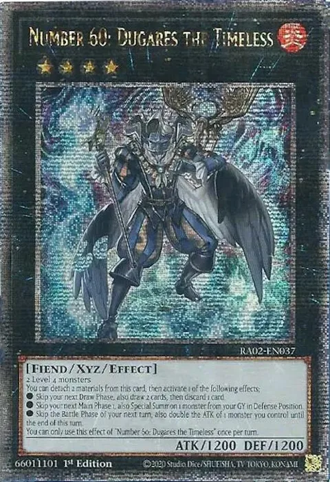 Number 60: Dugares the Timeless Quarter Century Secret Rare RA02-EN037 Yu-Gi-Oh card from 25th Anniversary Rarity Collection II