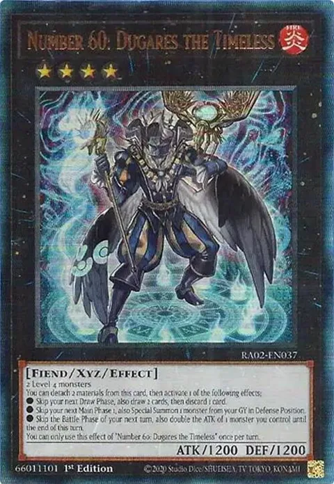 Number 60: Dugares the Timeless Prismatic Ultimate Rare RA02-EN037 Yu-Gi-Oh card from 25th Anniversary Rarity Collection II