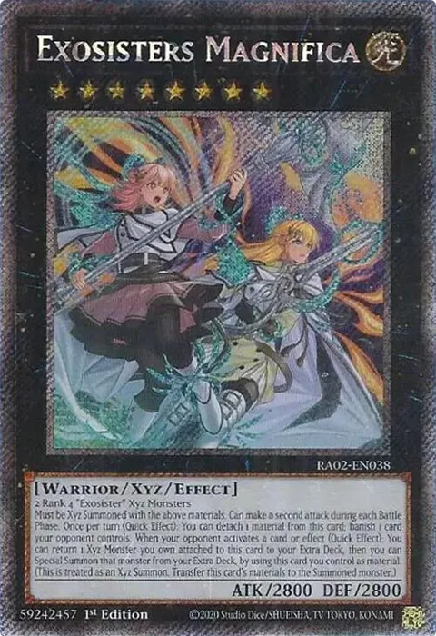 Exosisters Magnifica Platinum Secret Rare RA02-EN038 Yu-Gi-Oh card from 25th Anniversary Rarity Collection II