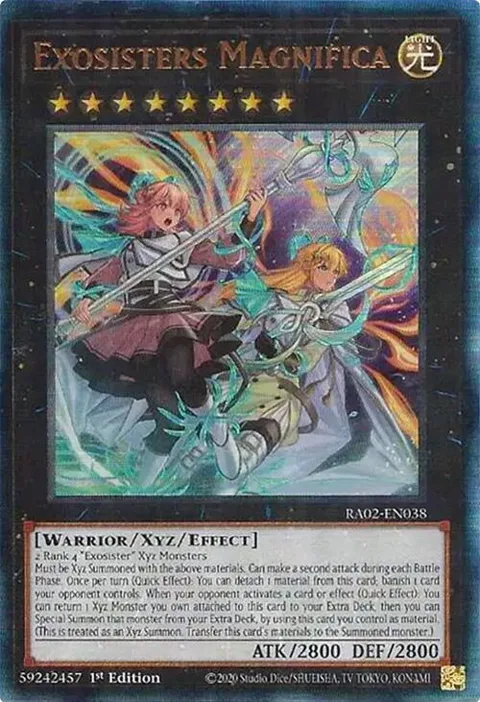 Exosisters Magnifica Prismatic Ultimate Rare RA02-EN038 Yu-Gi-Oh card from 25th Anniversary Rarity Collection II