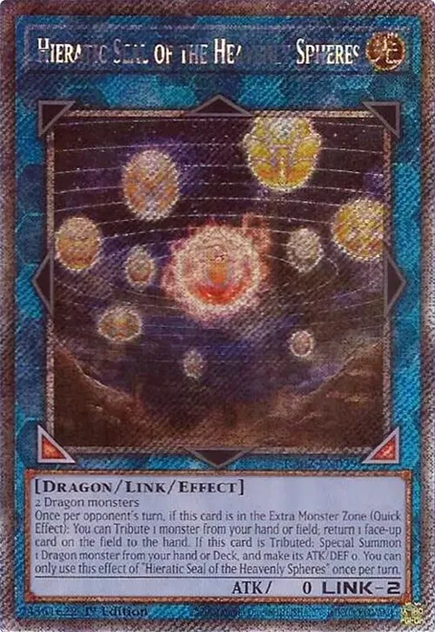 Hieratic Seal of the Heavenly Spheres Platinum Secret Rare RA02-EN039 Yu-Gi-Oh card from 25th Anniversary Rarity Collection II