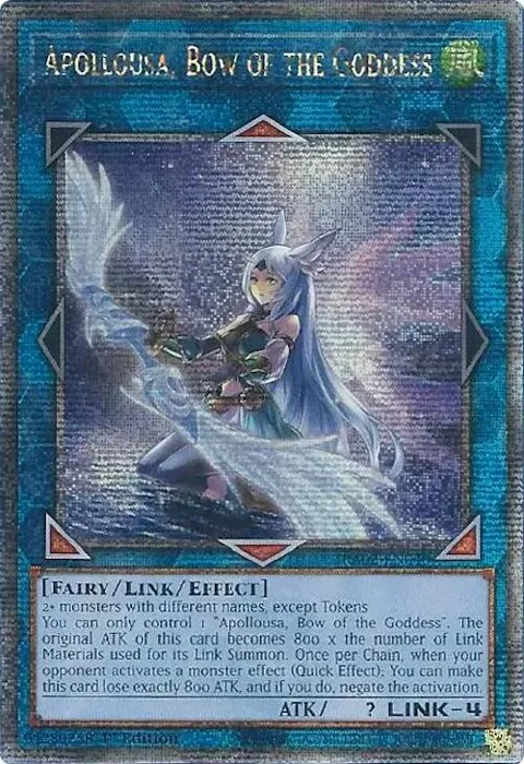 Apollousa, Bow of the Goddess Alt Art Quarter Century Secret Rare RA02-EN040 Yu-Gi-Oh card from 25th Anniversary Rarity Collection II