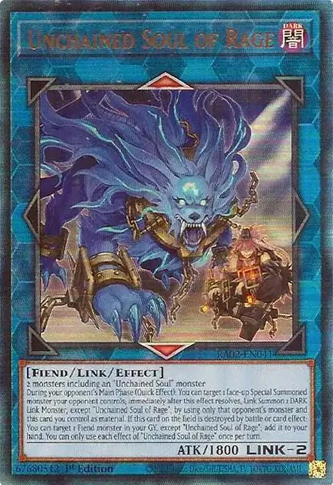 Unchained Soul of Rage Prismatic Ultimate Rare RA02-EN041 Yu-Gi-Oh card from 25th Anniversary Rarity Collection II