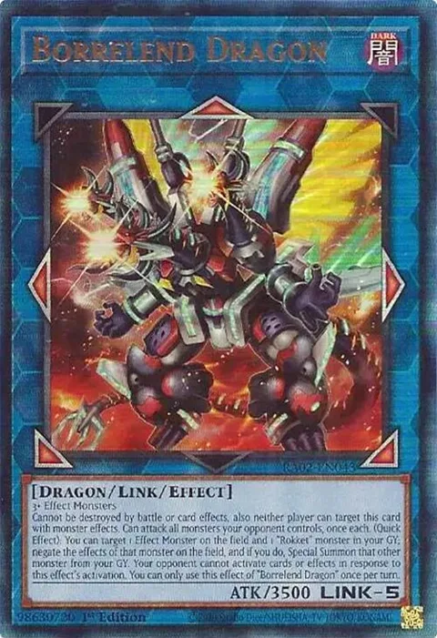 Borrelend Dragon Prismatic Ultimate Rare RA02-EN043 Yu-Gi-Oh card from 25th Anniversary Rarity Collection II