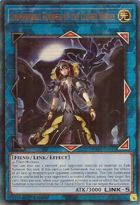 Underworld Goddess of the Closed World Prismatic Ultimate Rare RA02-EN045 Yu-Gi-Oh card from 25th Anniversary Rarity Collection II