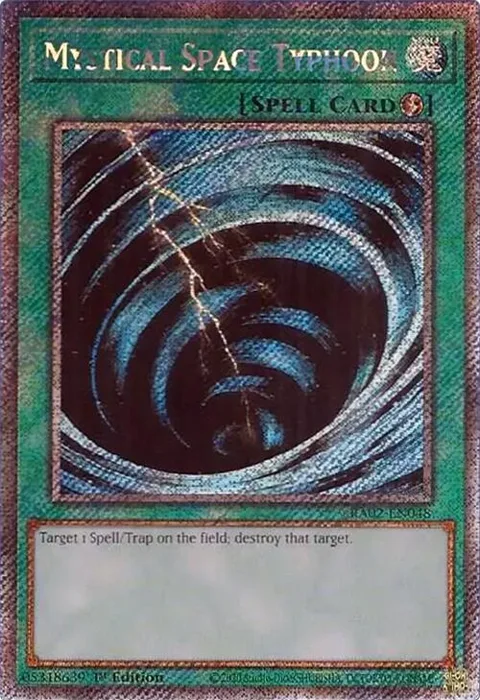 Mystical Space Typhoon Platinum Secret Rare RA02-EN048 Yu-Gi-Oh card from 25th Anniversary Rarity Collection II