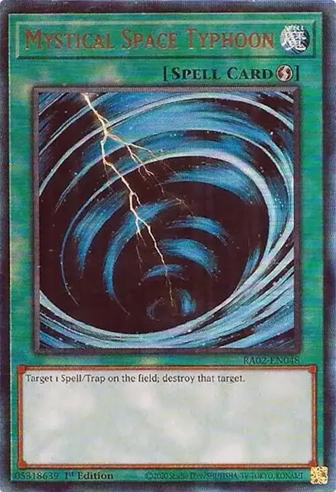 Mystical Space Typhoon Prismatic Ultimate Rare RA02-EN048 Yu-Gi-Oh card from 25th Anniversary Rarity Collection II