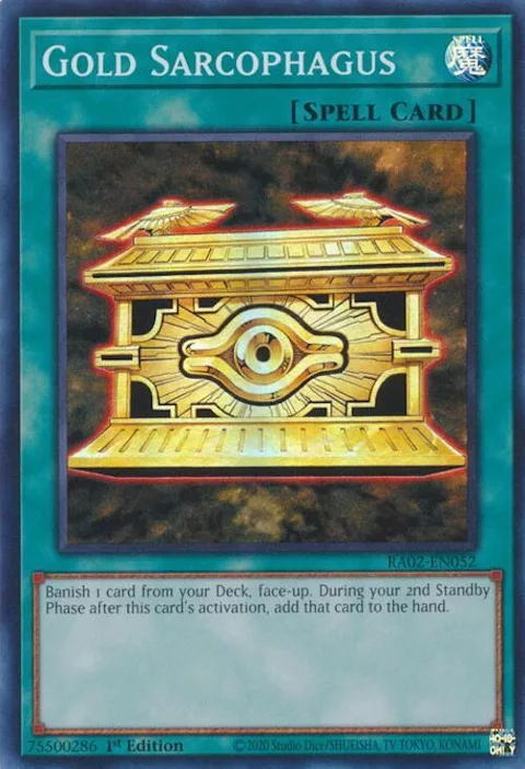 Gold Sarcophagus RA02-EN052 Yu-Gi-Oh card from 25th Anniversary Rarity Collection II