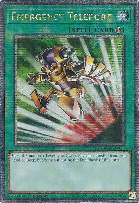 Emergency Teleport Quarter Century Secret Rare RA02-EN053 Yu-Gi-Oh card from 25th Anniversary Rarity Collection II