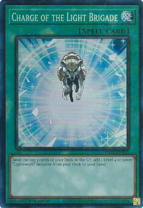 Charge of the Light Brigade Prismatic Collector's Rare RA02-EN055 Yu-Gi-Oh card from 25th Anniversary Rarity Collection II