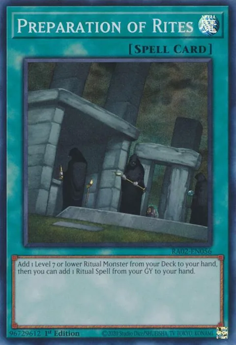 Preparation of Rites RA02-EN056 Yu-Gi-Oh card from 25th Anniversary Rarity Collection II