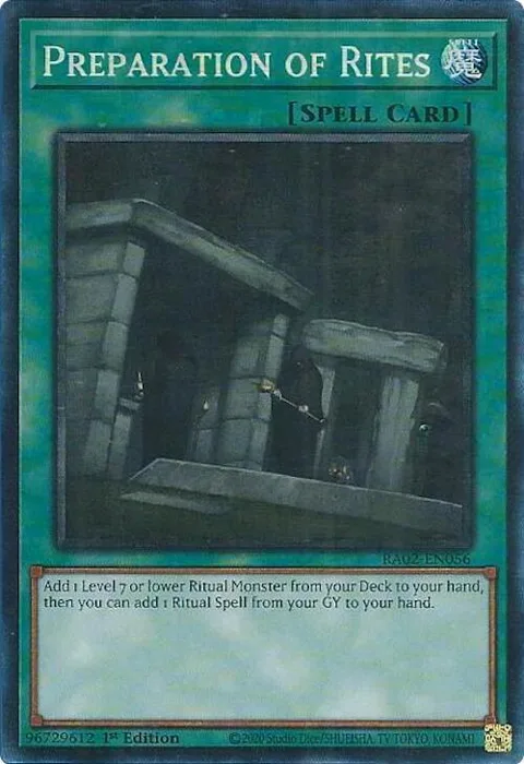 Preparation of Rites Prismatic Collector's Rare RA02-EN056 Yu-Gi-Oh card from 25th Anniversary Rarity Collection II