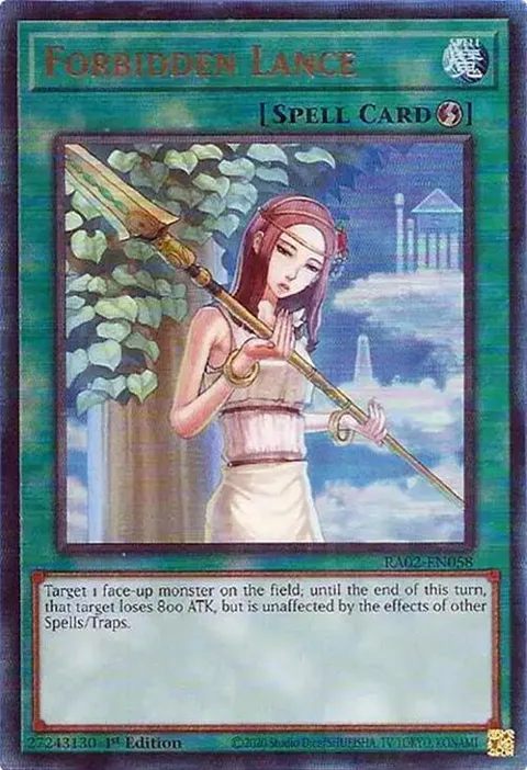 Forbidden Lance Prismatic Ultimate Rare RA02-EN058 Yu-Gi-Oh card from 25th Anniversary Rarity Collection II