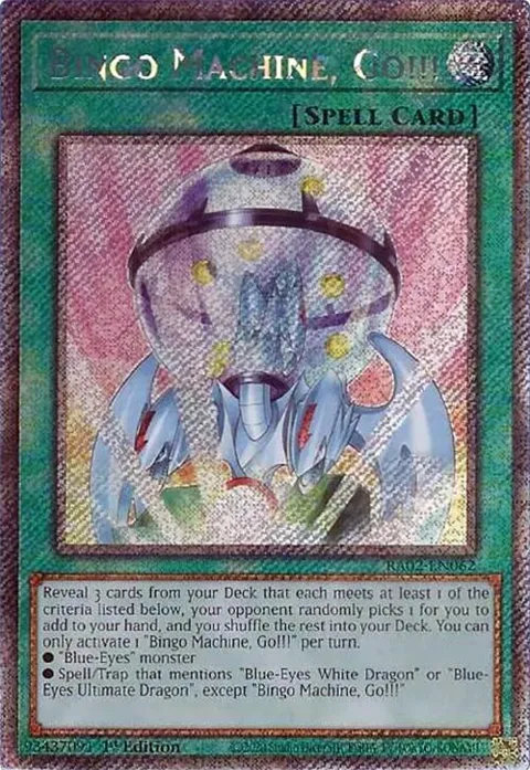 Bingo Machine, Go!!! Platinum Secret Rare RA02-EN062 Yu-Gi-Oh card from 25th Anniversary Rarity Collection II