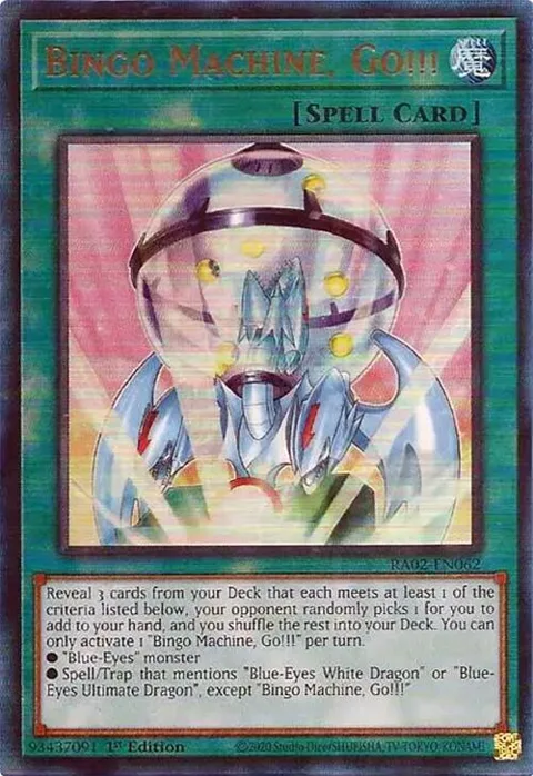 Bingo Machine, Go!!! Prismatic Ultimate Rare RA02-EN062 Yu-Gi-Oh card from 25th Anniversary Rarity Collection II