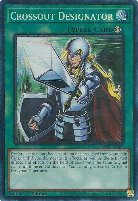 Crossout Designator Prismatic Collector's Rare RA02-EN063 Yu-Gi-Oh card from 25th Anniversary Rarity Collection II