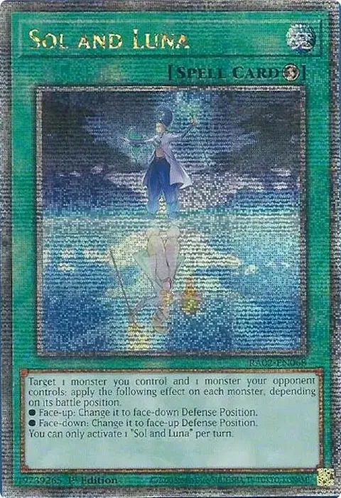 Sol and Luna Quarter Century Secret Rare RA02-EN068 Yu-Gi-Oh card from 25th Anniversary Rarity Collection II