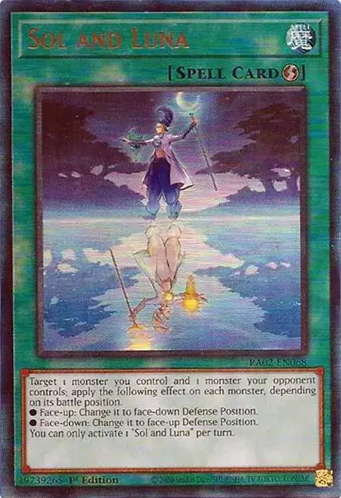 Sol and Luna Prismatic Ultimate Rare RA02-EN068 Yu-Gi-Oh card from 25th Anniversary Rarity Collection II